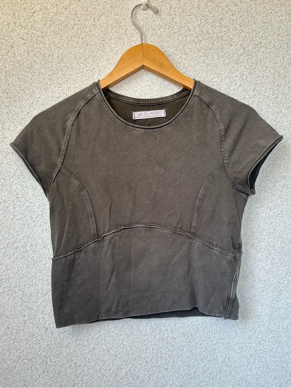 Free People We The Free Washed Gray Cropped Tee Short Sleeve Top Size XS
